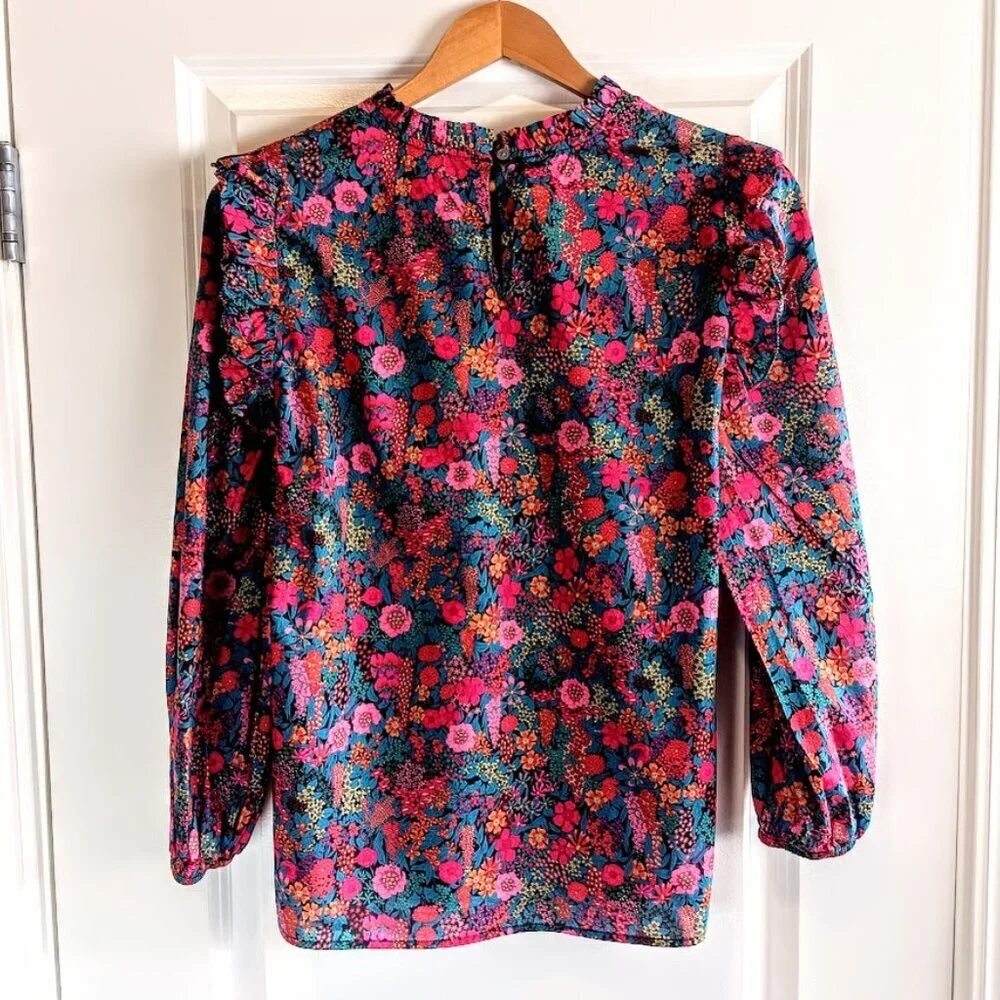J. Crew X Liberty Ciara Floral Flutter Sleeve Cotton Top